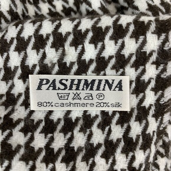 Pashmina Scarf Wool Silk Brown Striped Fringe Wrap Shawl Boho Chic - Picture 3 of 3